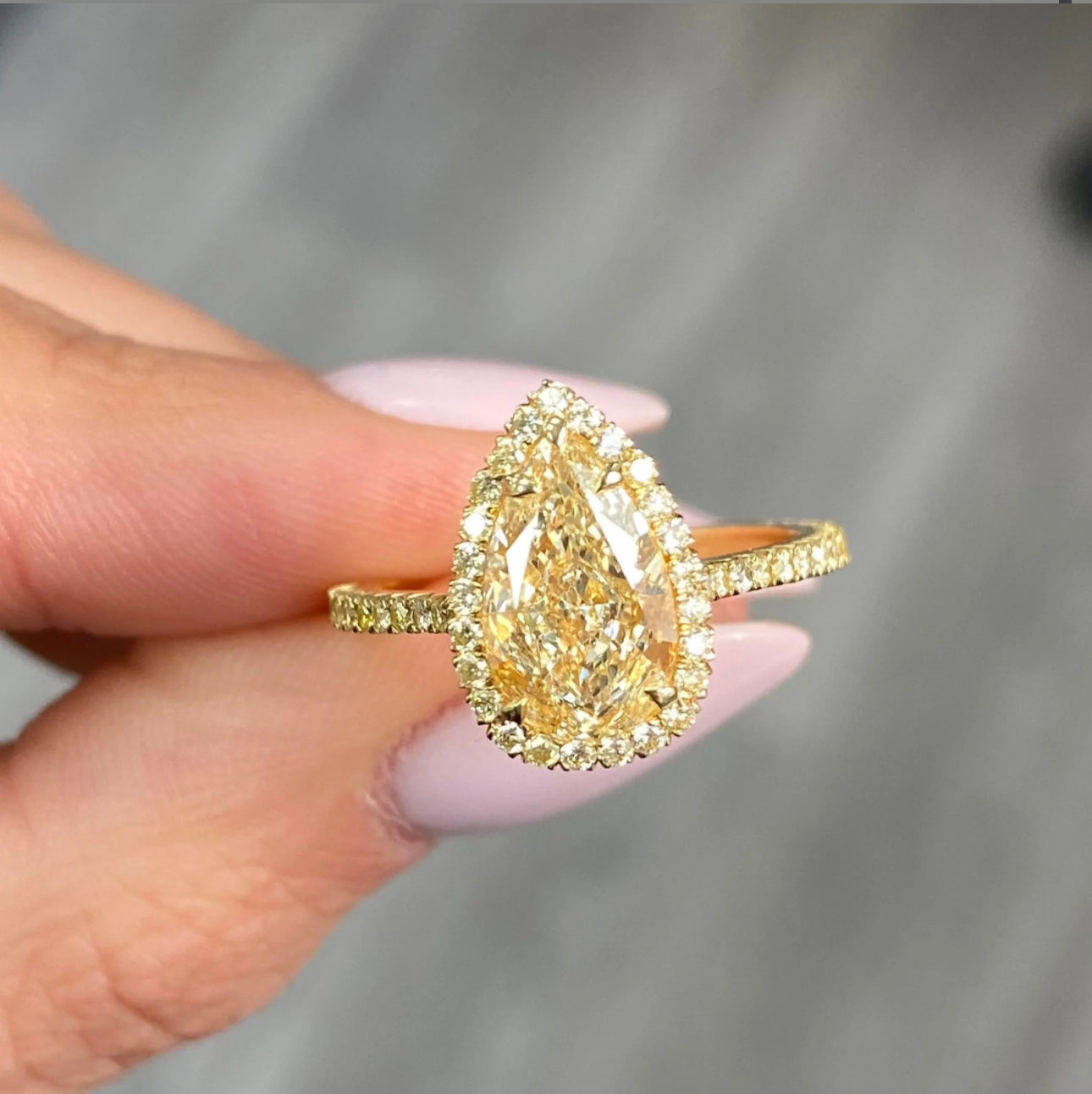 2.27ct Light Yellow Pear VS1 GIA Ring