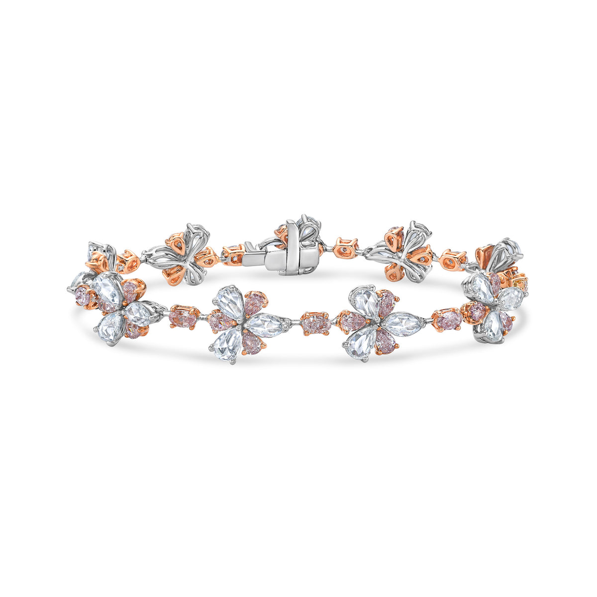 12.06ct Pink Diamond & White Diamond Floral Bracelet