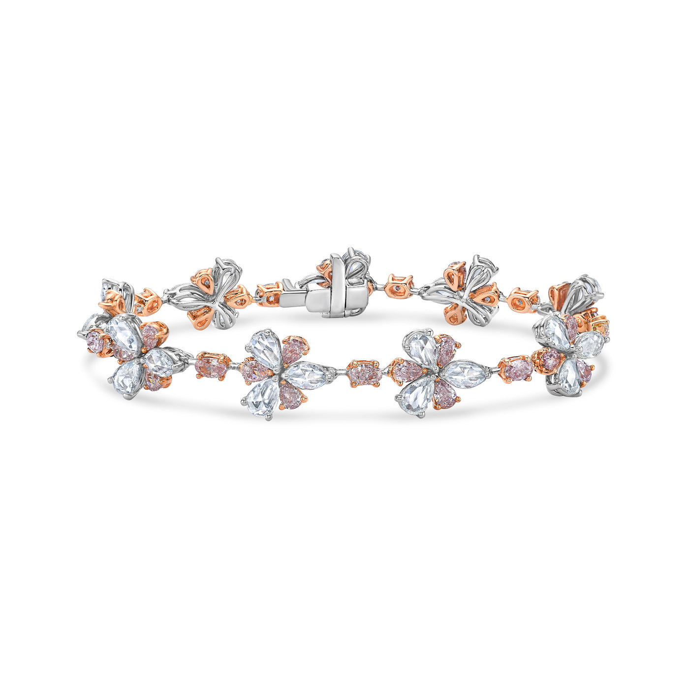 12.06ct Pink & White Diamond Floral Bracelet