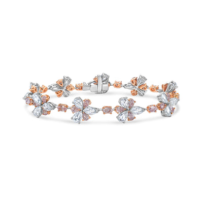 12.06ct Pink & White Diamond Floral Bracelet