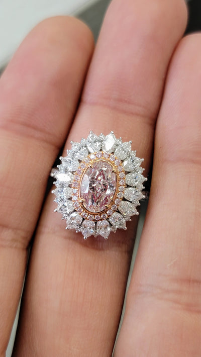 1.60ct Light Pinkish Brown Oval SI1 GIA Cocktail Ring