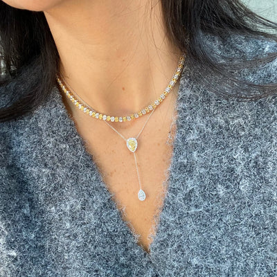 1.5ct Yellow and White Diamond Lariat Necklace