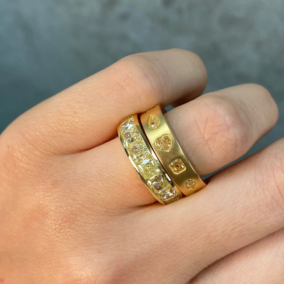 1.81ct Mixed Shape Yellow Diamond Bezel Eternity Band