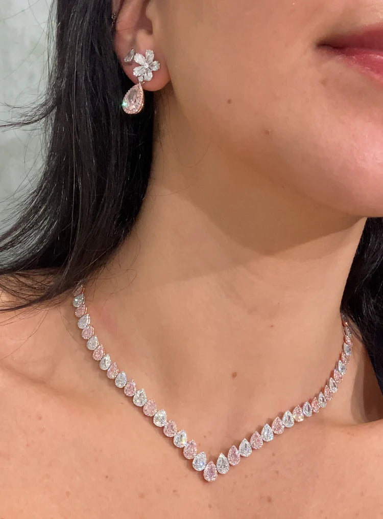 17.23ctw. Pink Diamond & White Diamond Riviera Necklace