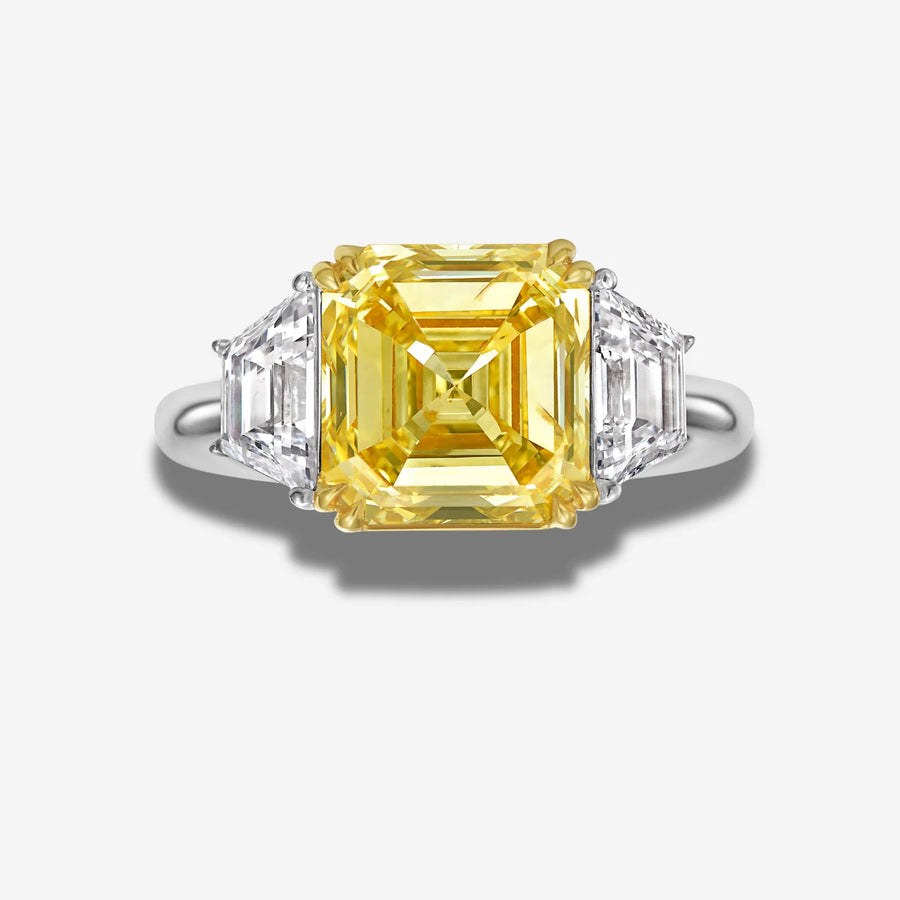 3.60ct Fancy Yellow Asscher Diamond Ring SI1 GIA