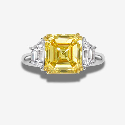 3.60ct Fancy Yellow Asscher Cut SI1 GIA Ring