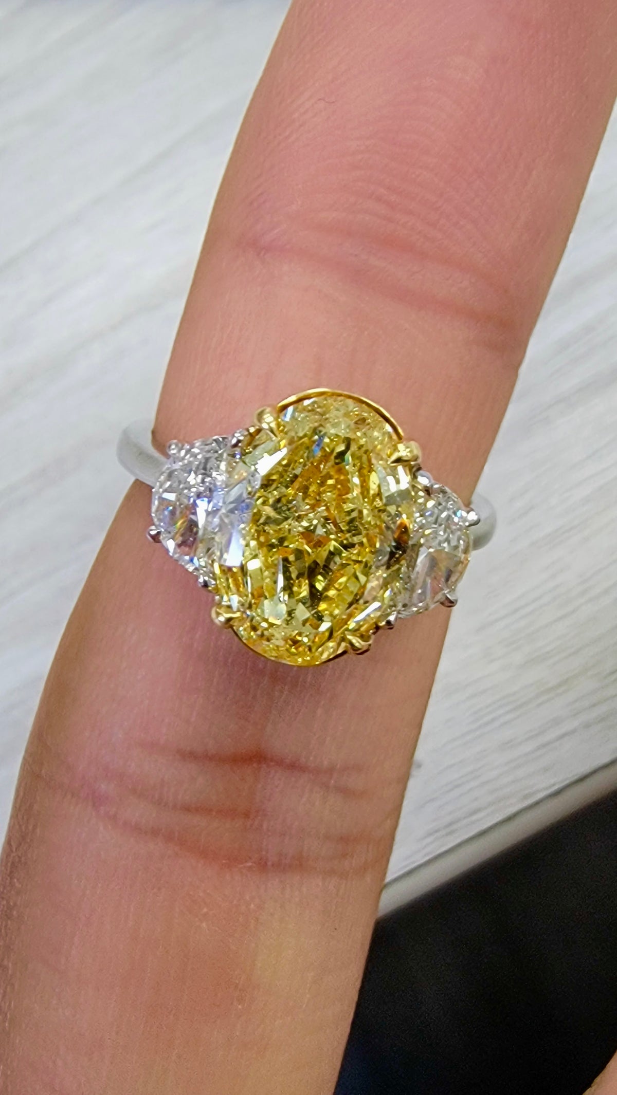 3.01ct Fancy Intense Yellow Oval Diamond Ring SI2 GIA