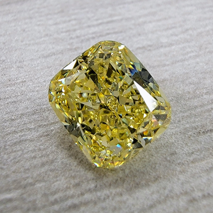 1.54ct Fancy Intense Yellow Cushion Diamond VS2 GIA