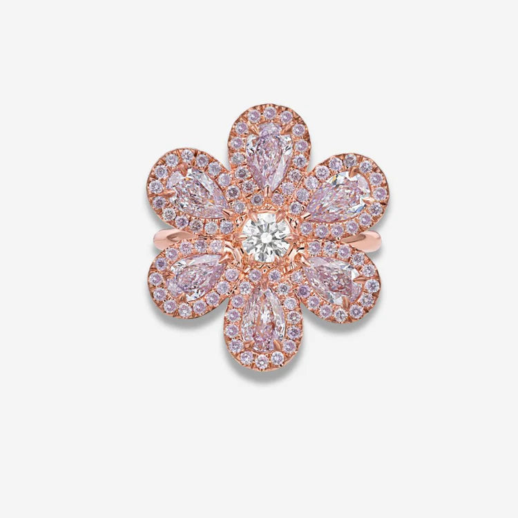 1.98ctw Fancy Light Purplish Pink Diamond Flower Ring GIA