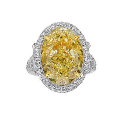10.77ct Light Yellow Oval VS2 Ring
