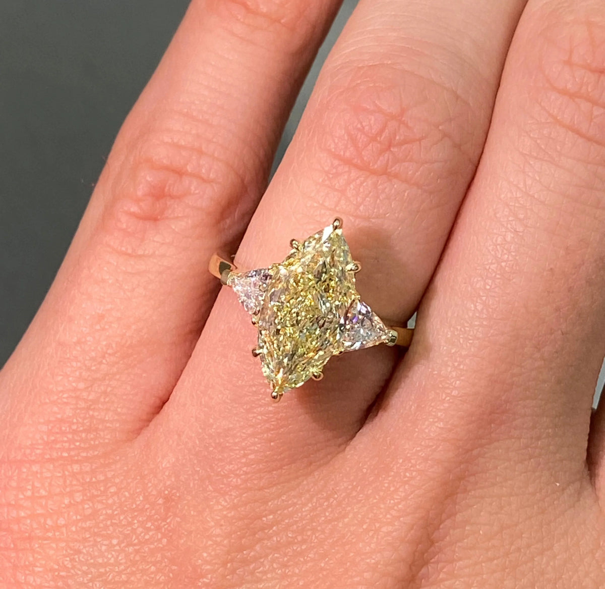 3.34ct Light Yellow Marquise Diamond Ring VS2 GIA