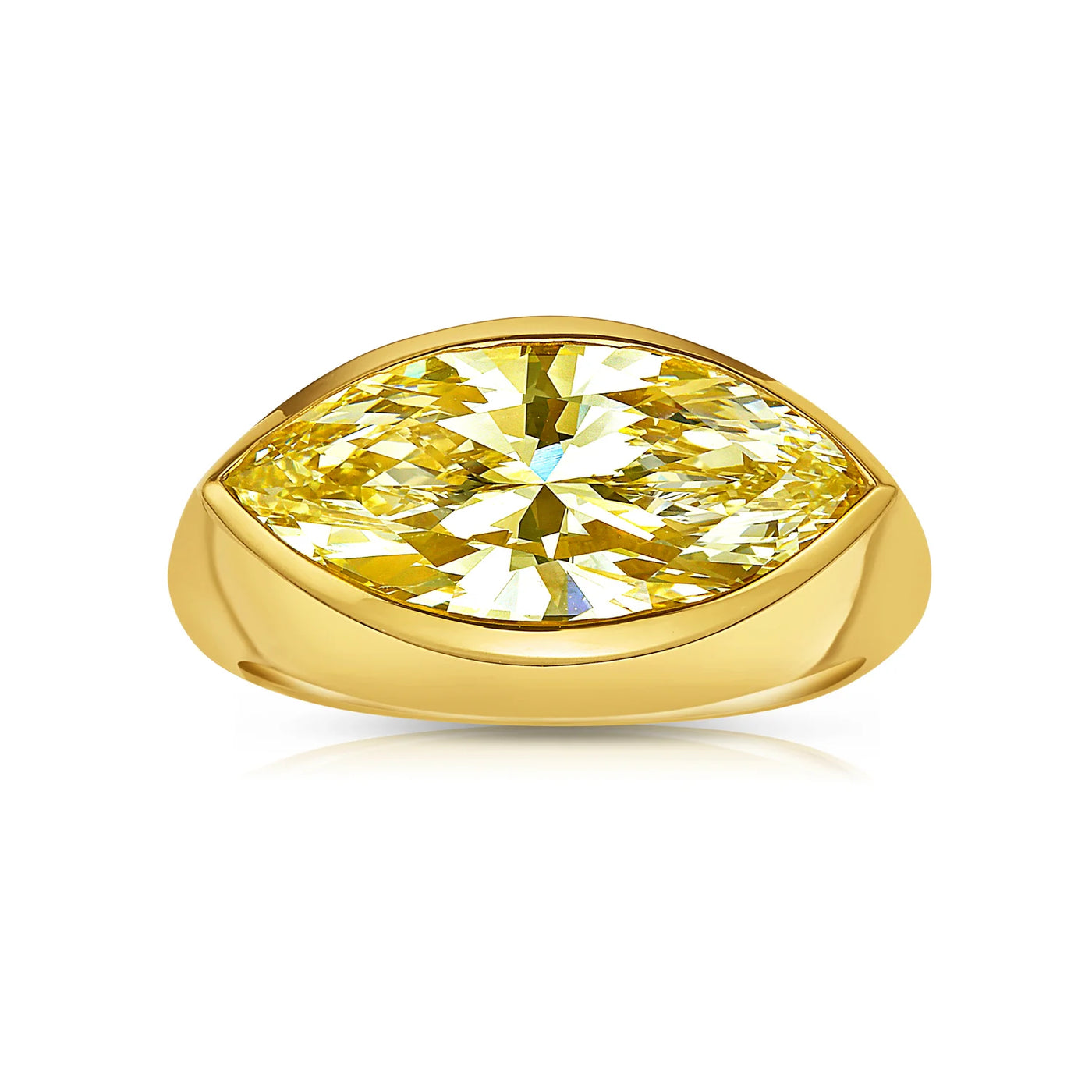 3.39ct Fancy Yellow Marquise VS2 GIA Bezel Ring