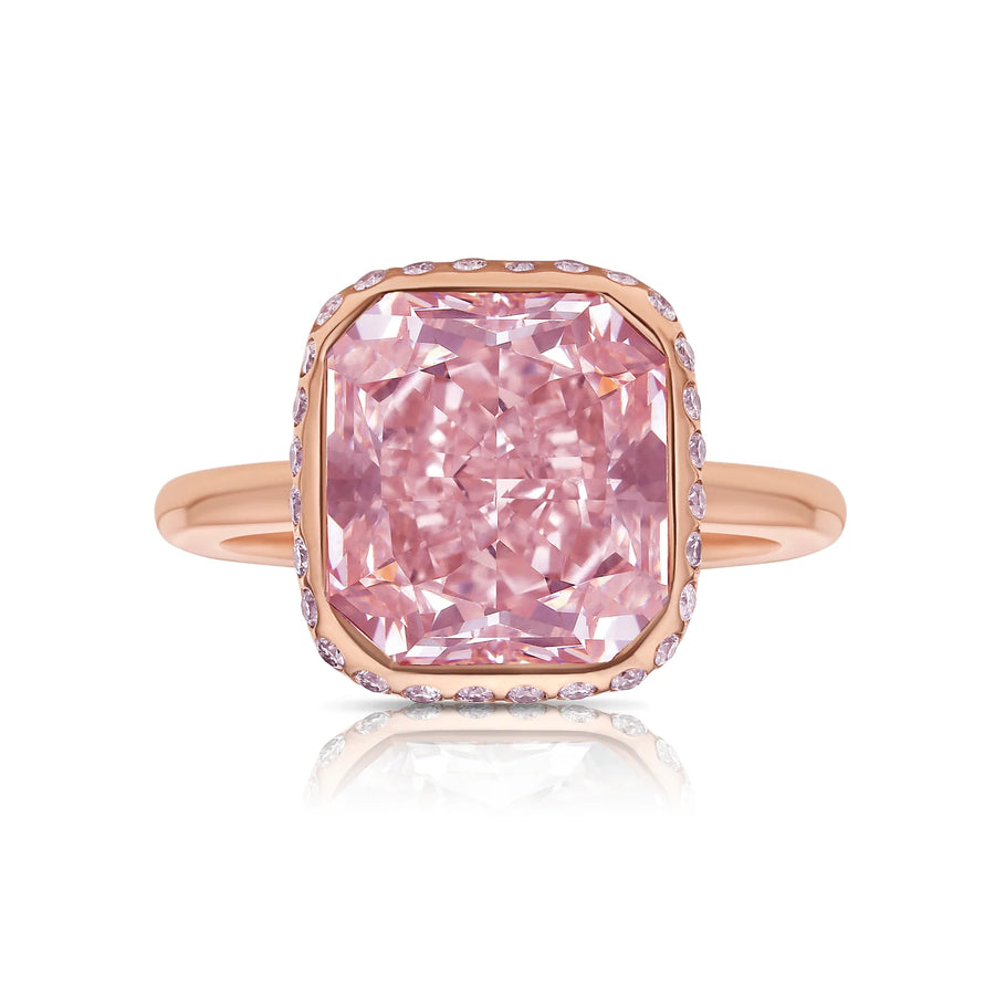 5.14ct Very Light Pink Cushion Internally Flawless Diamond Ring GIA