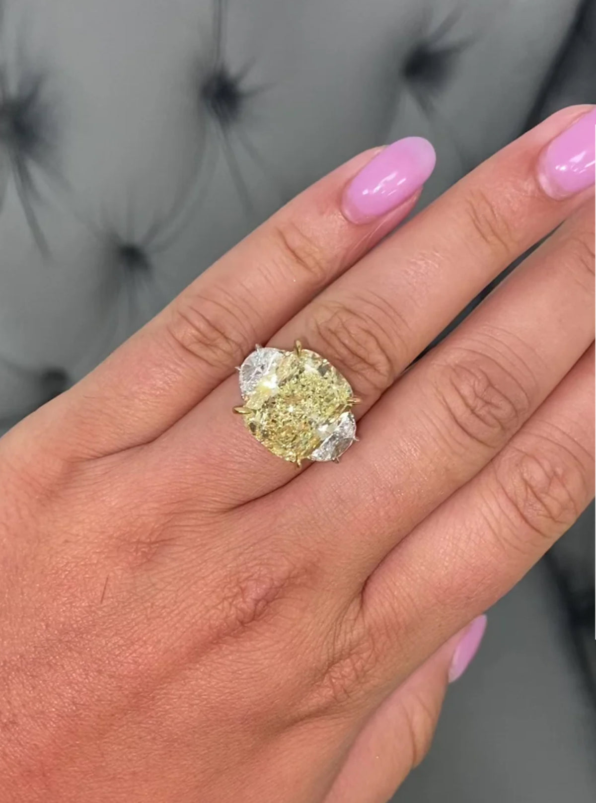 16.22ct Fancy Yellow Cushion Diamond Internally Flawless Ring GIA