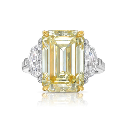 7.36ct Light Yellow Emerald Cut VS1 GIA Ring