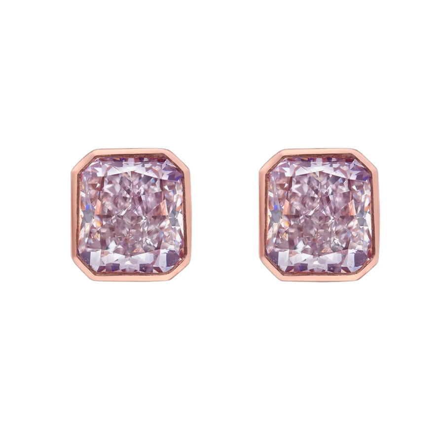 0.80ct & 0.76ct Bezel Pink Diamond Stud Earrings GIA