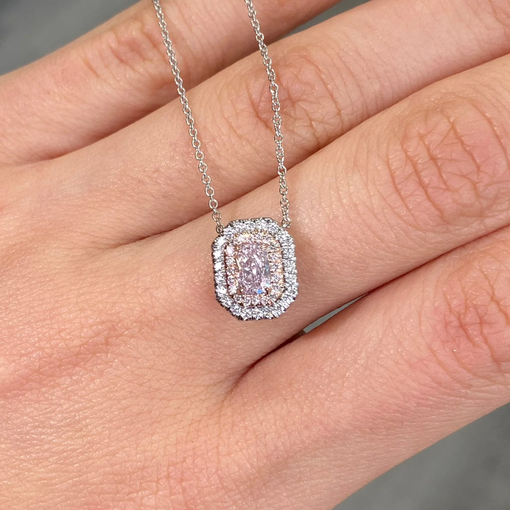 0.50ct Light Pink Radiant Diamond Pendant VS2 GIA