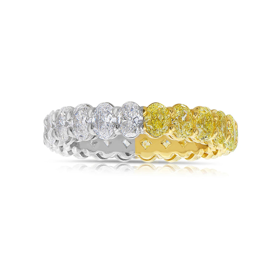 3.95ctw Half Yellow Oval Half White Oval Diamond Eternity Band