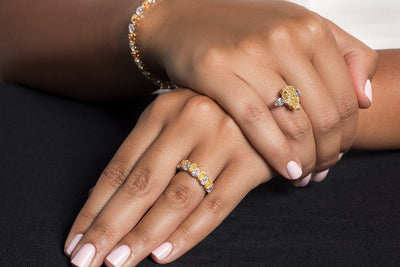 2.23ct Yellow & White Pear Diamond Alternating Halfway Band