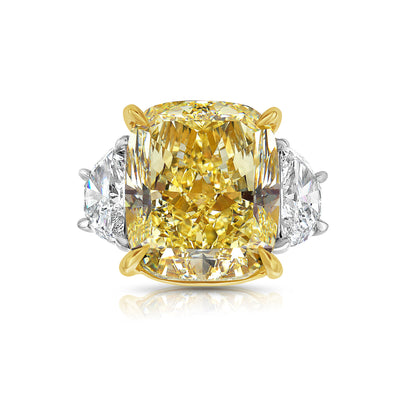 7.07ct Fancy Yellow Cushion VS2 GIA Ring