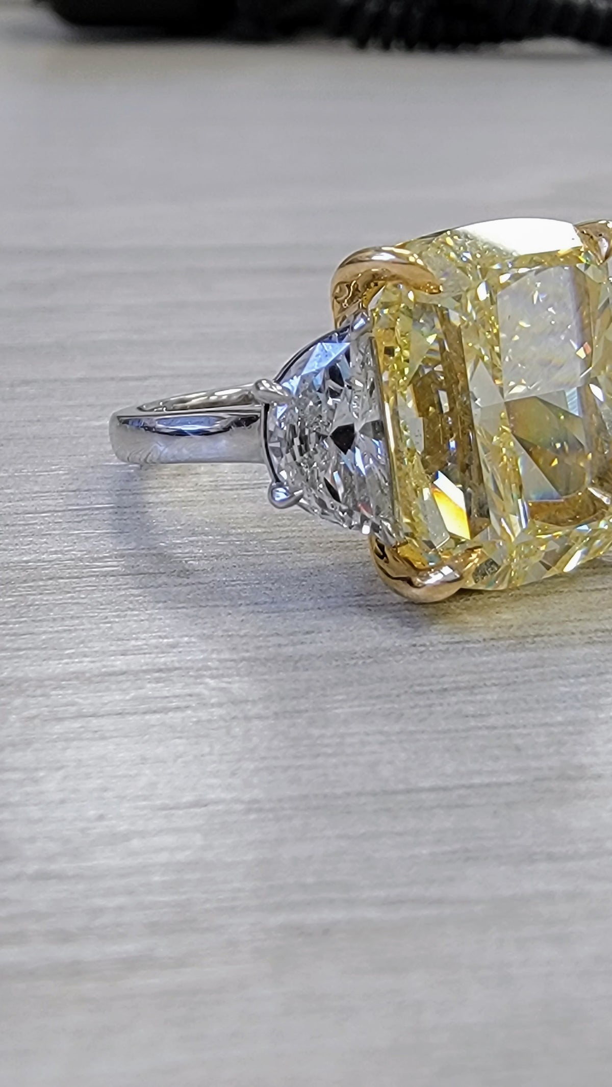 16.22ct Fancy Yellow Cushion Diamond Internally Flawless Ring GIA