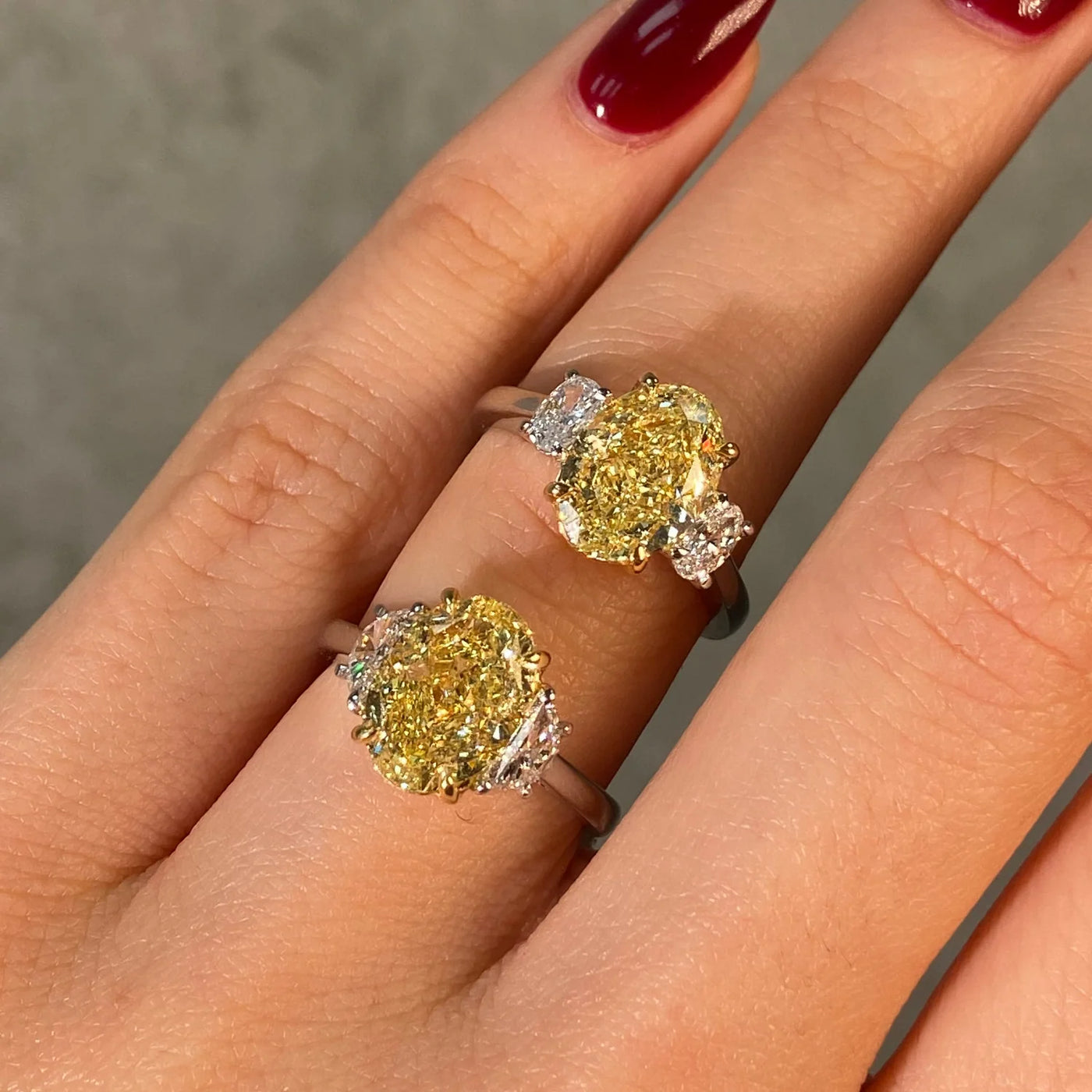 3.01ct Fancy Light Yellow Oval SI1 GIA Ring