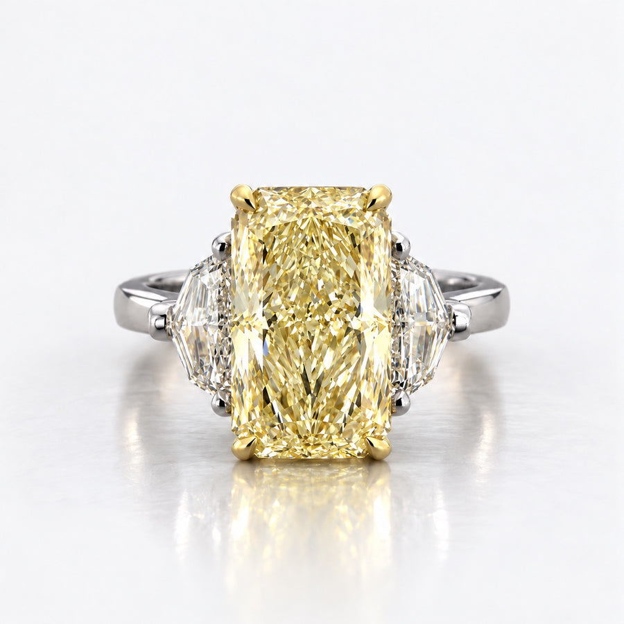 3.01ct Fancy Light Yellow Radiant Diamond Ring SI1 GIA