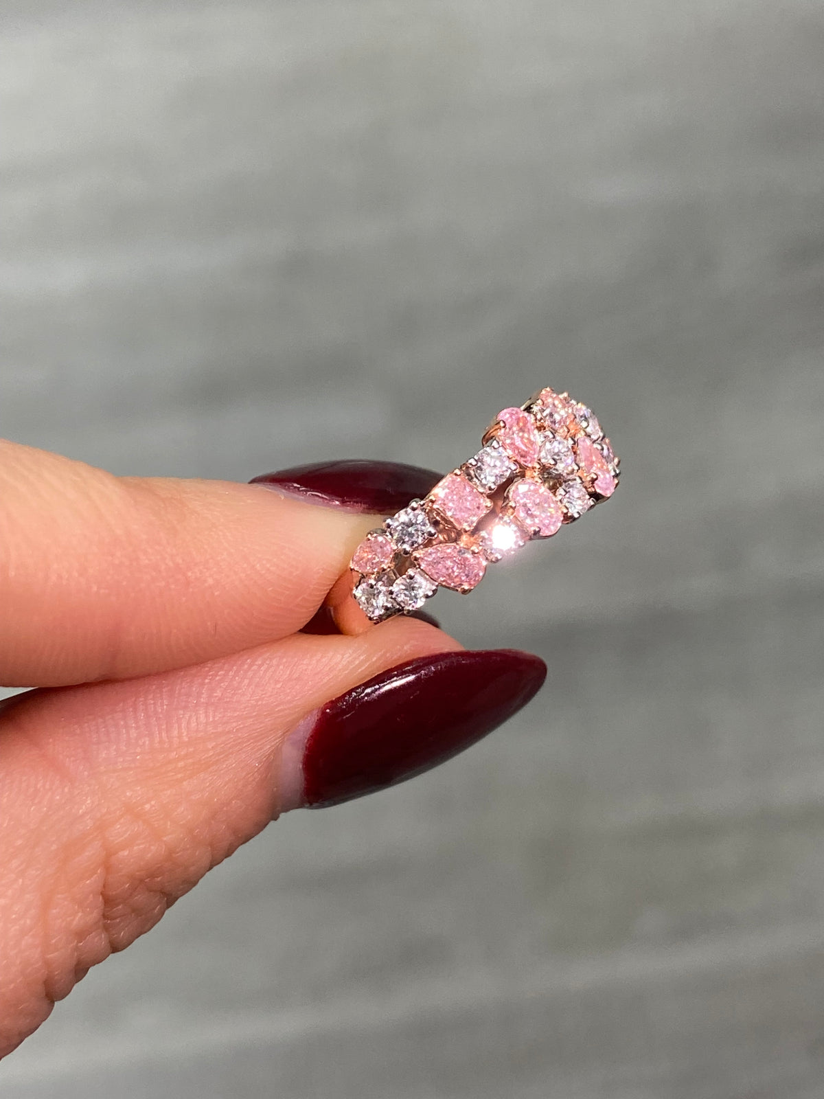 1.44ctw  Pink & White Diamond Mixed Shape Ring