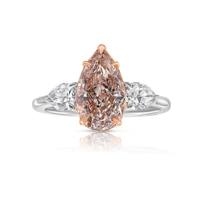 2.18ct Fancy Light Brown Pink Pear VS1 GIA Ring