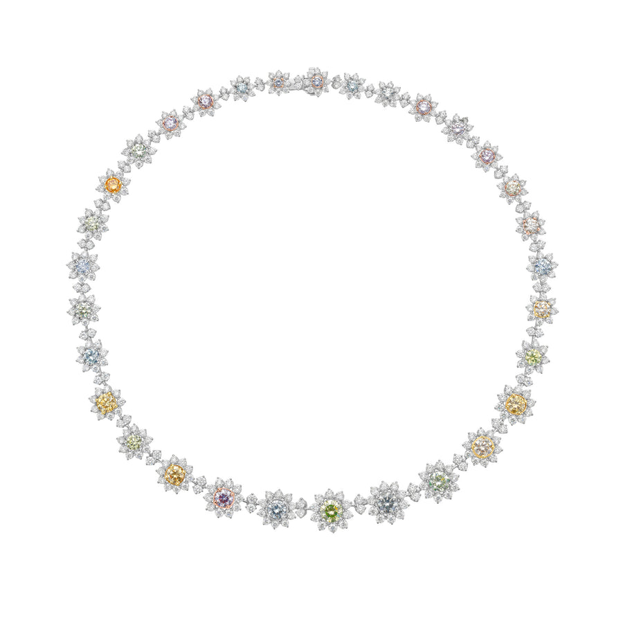 23.12ctw Fancy Color Diamond Floral Necklace GIA