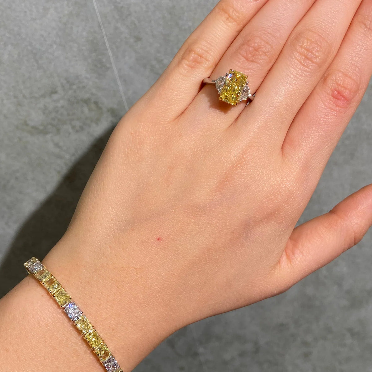 3.00ct Fancy Intense Yellow Elongated Radiant Diamond Ring SI1 GIA