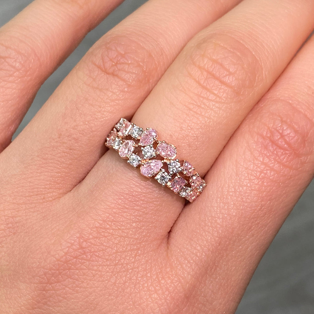 1.44ctw  Pink & White Diamond Mixed Shape Ring