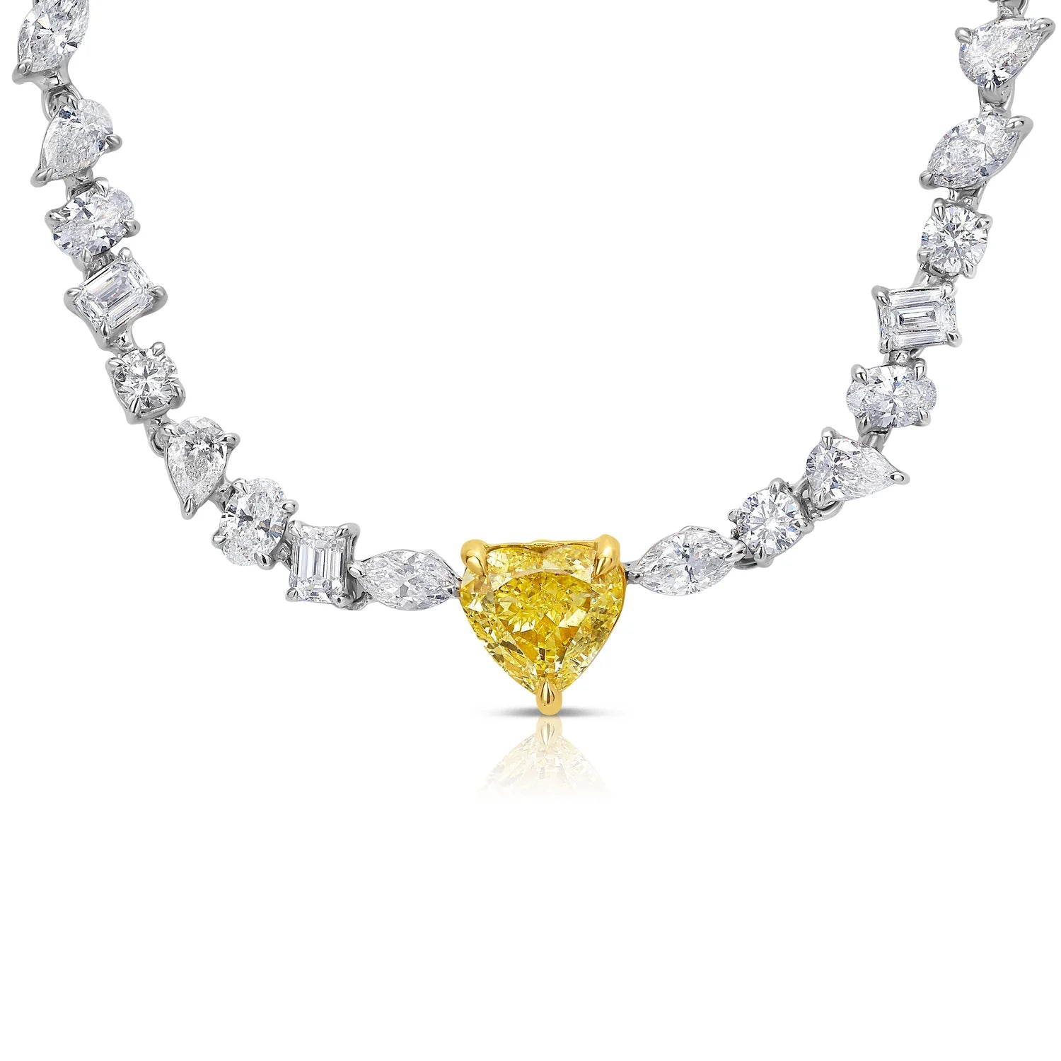 Mixed Shape with Fancy Yellow Heart Diamond Necklace – Namdar Diamonds