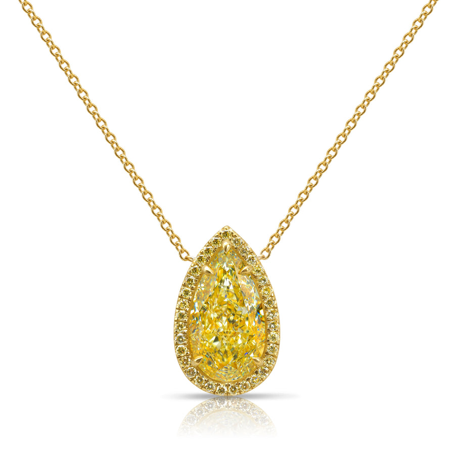 4.04ct Light Yellow Pear Diamond Pendant VS2 GIA