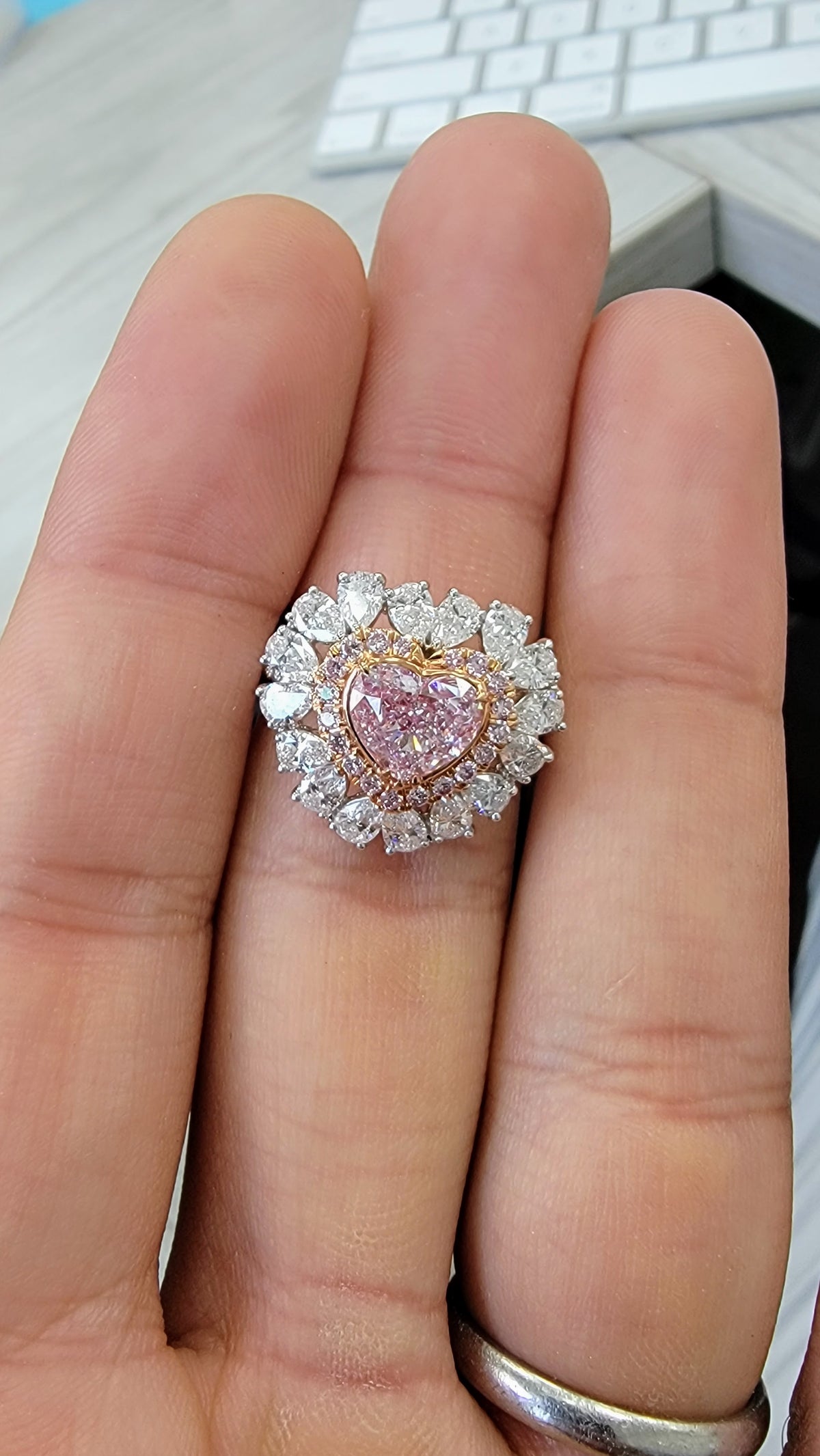 1.89ct Light Pink Heart Diamond Cocktail Ring SI1 GIA
