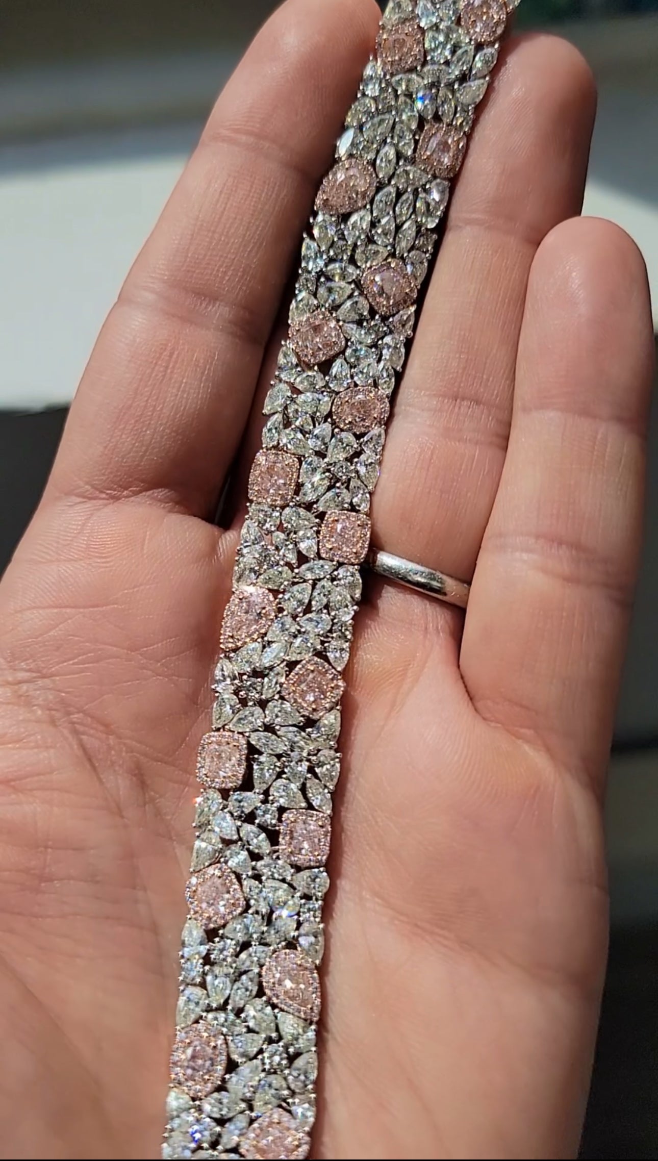Pink & White Diamond Carpet Bracelet