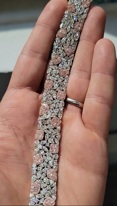Pink & White Diamond Carpet Bracelet