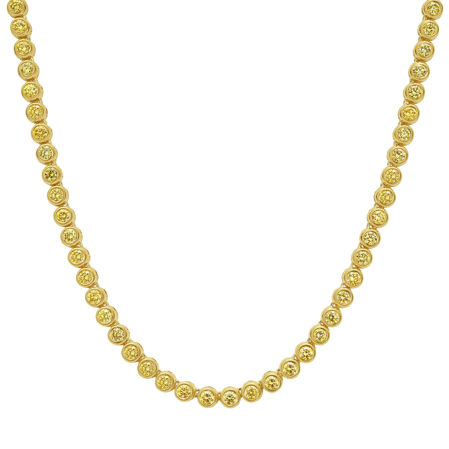 Fancy Intense Yellow Round Diamond Bezel Set Tennis Necklace