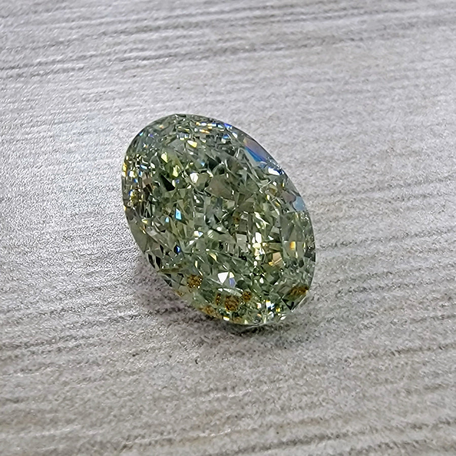 1.75ct Fancy Grayish Yellowish Green Oval Diamond SI2 GIA