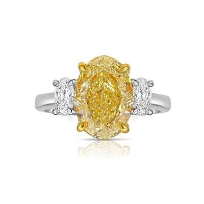 3.01ct Fancy Light Yellow Oval SI1 GIA Ring