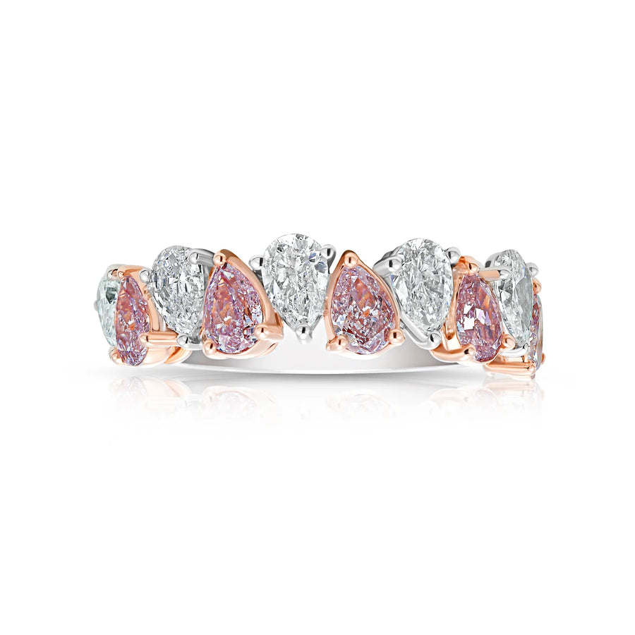 1.88ctw Alternating Pink & White Pear Diamond Halfway Band