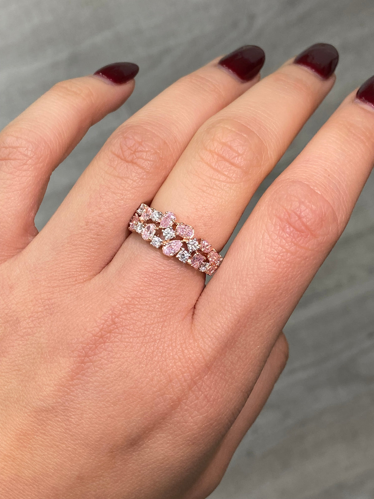 1.44ctw  Pink & White Diamond Mixed Shape Ring