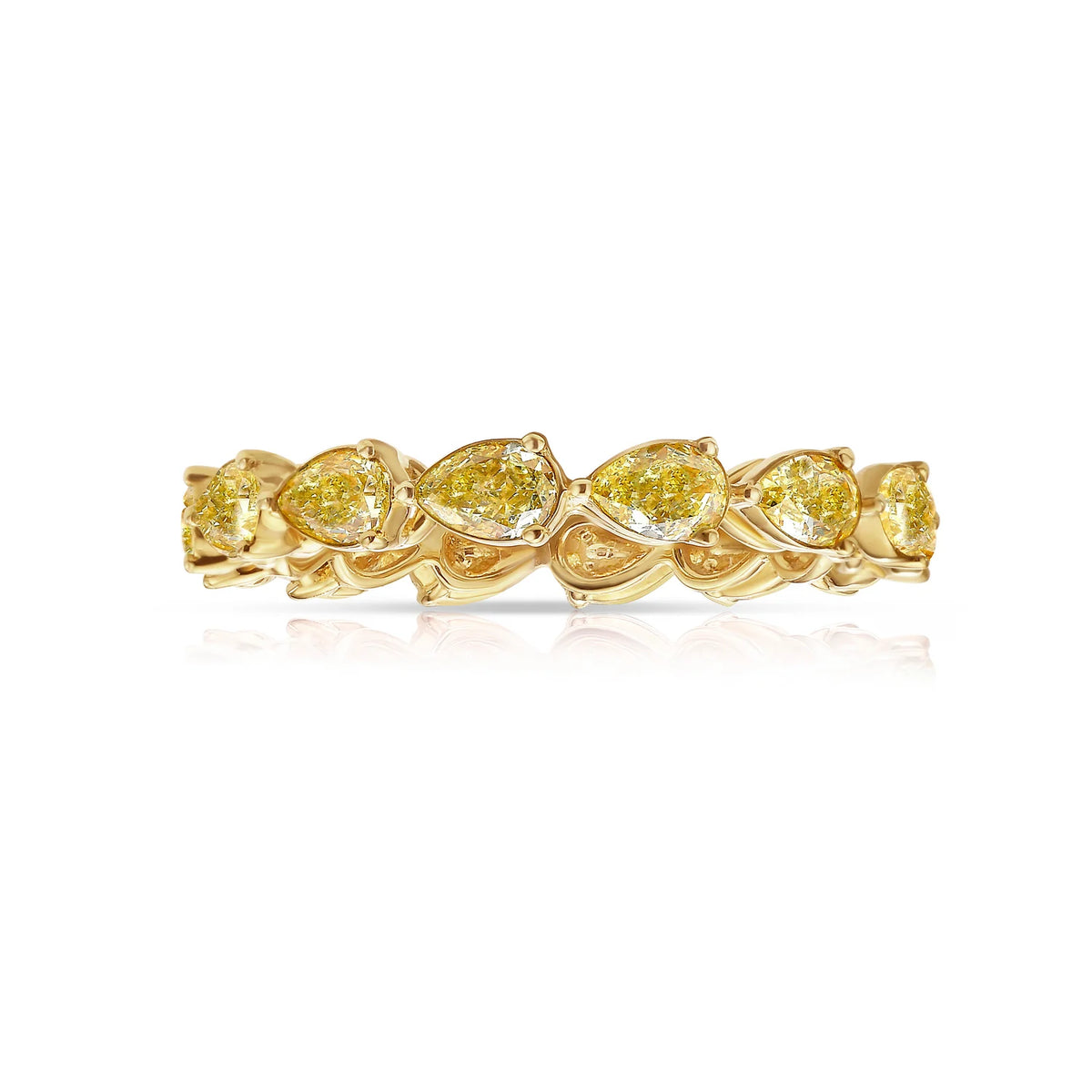 2.19ctw Fancy Intense Yellow Pear Diamond East-West Eternity Band