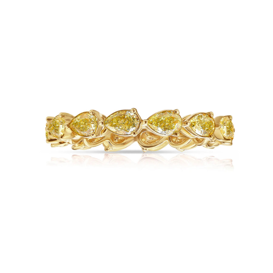 2.19ctw Fancy Intense Yellow Pear Diamond East-West Eternity Band
