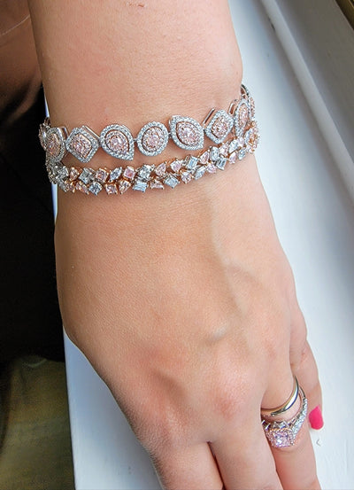Pink Diamond Mixed Shape Halo Bracelet