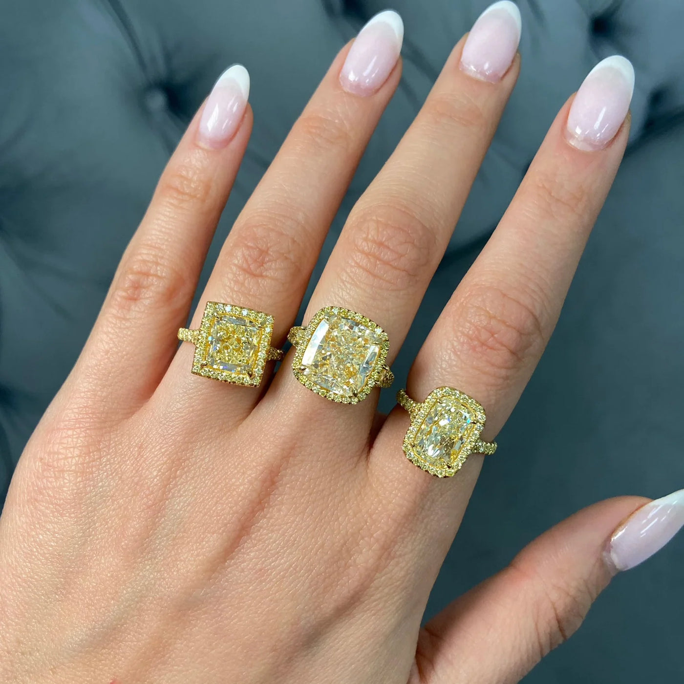 3.32ct Light Yellow Elongated Cushion SI1 GIA Ring