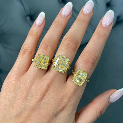 3.32ct Light Yellow Elongated Cushion SI1 GIA Ring