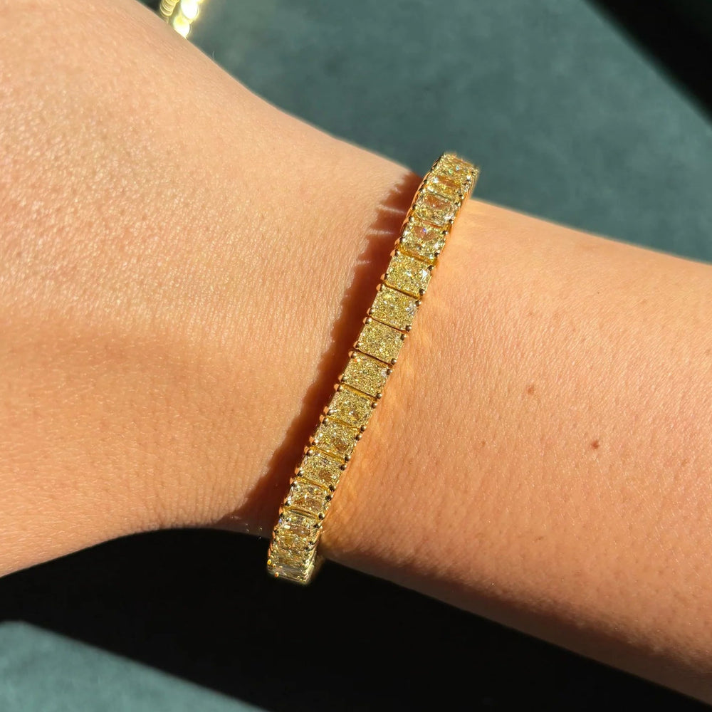11.35ctw Fancy Yellow Long Radiant Diamond Tennis Bracelet