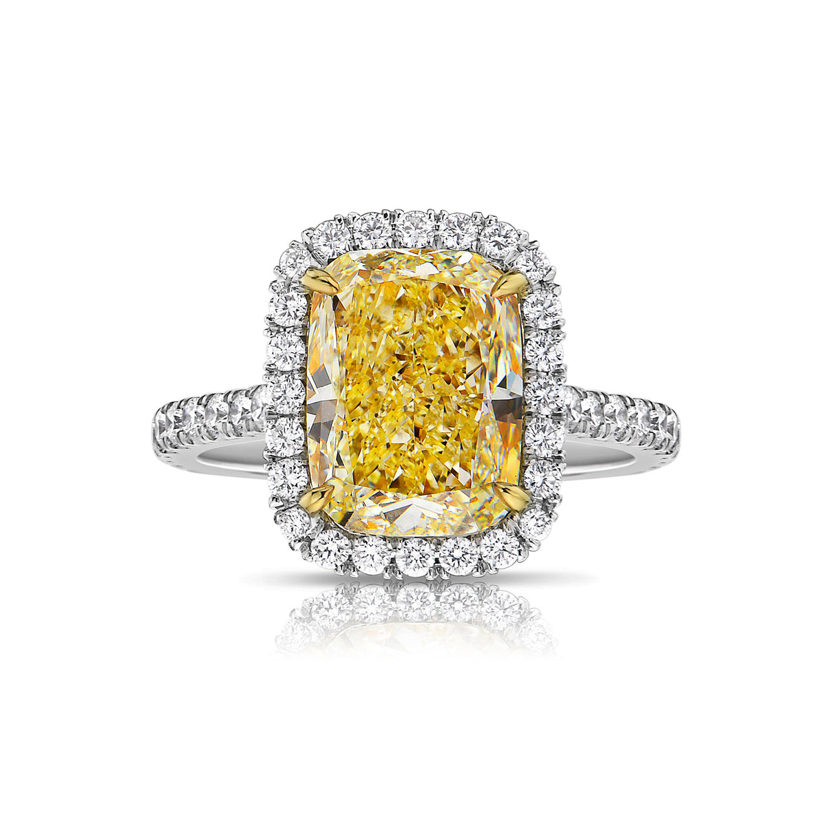 3.01ct Light Yellow Elongated Radiant Diamond Ring VS1 GIA