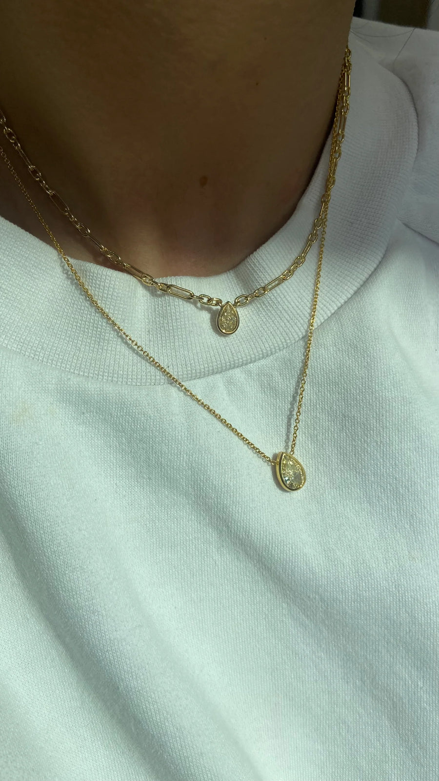 0.70ct Pear Yellow Diamond Solitaire Bezel Chain Pendant